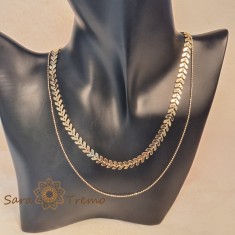 Colier dublu aur 14K placat , Ramura Vietii 40-45 cm