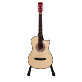 Cumpara ieftin Chitara Clasica Lemn 95cm, Marime 4/4, Bej, Stativ Inclus, Corzi Otel, Tei, Incepator, 13ani+, 6 Corzi