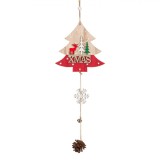 Decoratiune Craciun, Brad Lemn, Suspendabila, 44 cm, Rosu/Maro, Oem