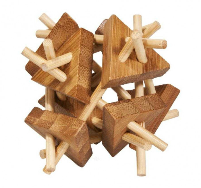 Joc logic IQ din lemn bambus Sticks&amp;amp;triangles