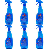 6 x Sano Clear Blue, detergent lichid pentru geamuri cu pulverizator, 6 x 750ml