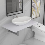 vidaXL Set mobilier de baie, 2 piese, alb, ceramică