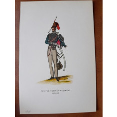 Gravura color, Ofiter din Regimentul II de Husari, 1907