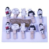 Accesorii creatie - lemn - carlig fetita/pisica, natur, 3.5cm, set 10 buc, Colorarte