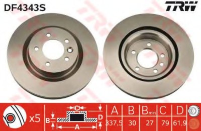 Disc frana LAND ROVER RANGE ROVER SPORT (LS) (2005 - 2013) TRW DF4343S foto