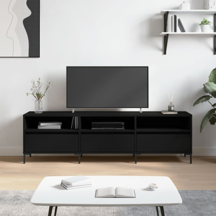 vidaXL Comodă TV, negru, 150x30x44,5 cm, lemn prelucrat 831285