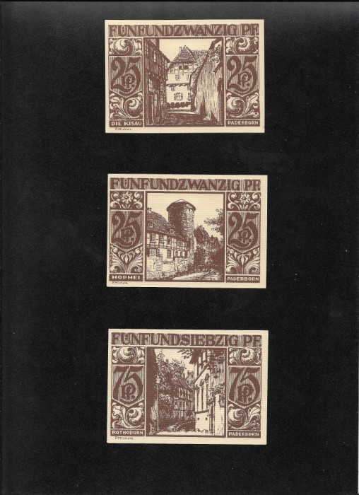 Set Notgeld 2 x 25 + 75 pf Padeborn