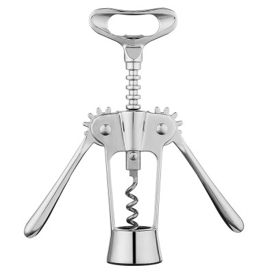 Tirbuson din inox, design cu aripi, maner ergonomic, argintiu foto