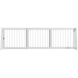 PawHut Barieră de siguranță pentru c&acirc;ine barieră de protecție cu 3 panouri retractabile 71-190 cm din lemn - alb | Aosom Romania
