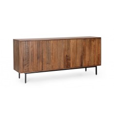 Comoda 4 usi otel negru lemn maro Tadita 170x40x75 cm