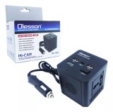 Cumpara ieftin Invertor Auto 150W Olesson 12/24V DC-AC 220V cu 2xUSB, Bricheta/Baterie, LED Indicator