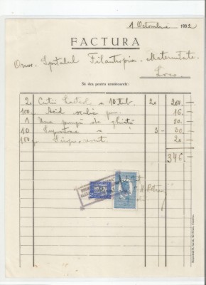 Romania, Factura, 1932 foto