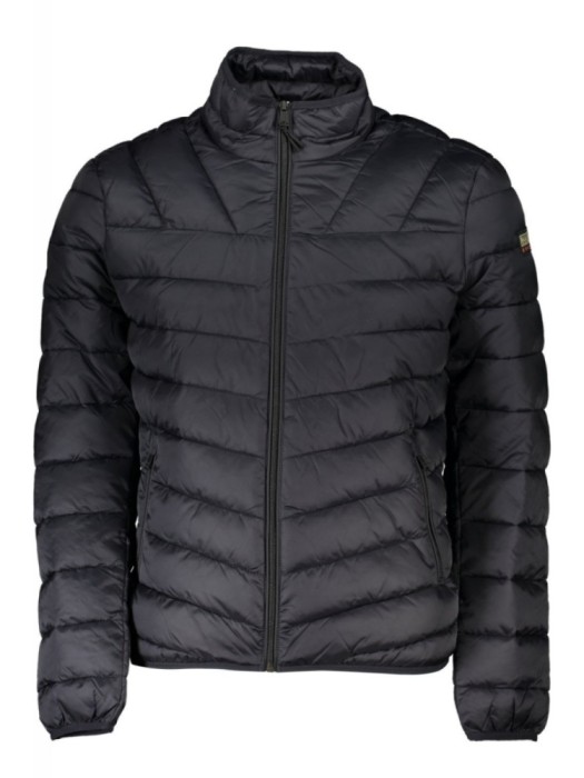 Jacheta matlasata barbati, cu 2 buzunare exterioare, fara gluga, logo, negru, 2XL