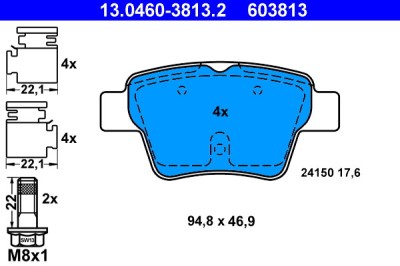 ATE 13.0460-3813.2 set placute frana,frana disc foto