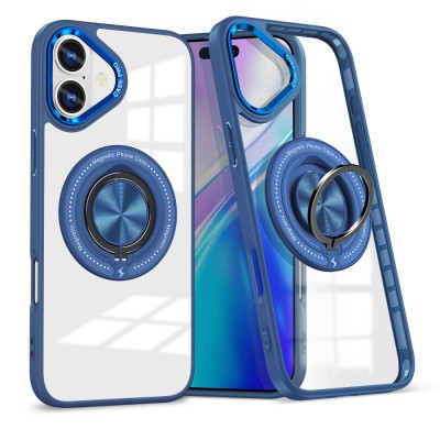Husa de Protectie TPU, Flippy, pentru iPhone 16 Pro, cu Incarcare Wireless, Tehnologie Magsafe, Inel Magnetic Rotativ cu Functie de Suport, Transparen foto