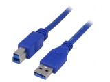 Cablu USB 3.0 A-B Nichelat 1.8m Albastru, Akyga