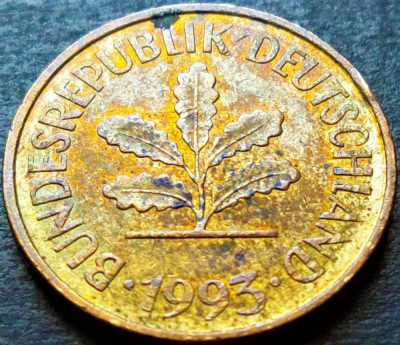 Moneda 5 PFENNIG - GERMANIA, anul 1993 (Litera G) * cod 1094 B foto