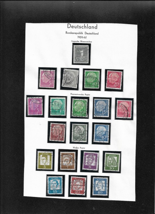 Germania 1959 1961 foaie album cu 20 timbre