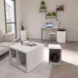 FMD Birou cu 1 sertar, gri beton si alb, 123 x 50 x 76,5 cm GartenMobel Dekor, vidaXL