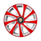 Set 4 capace roti 14 inchi R14 Drift Rosu-Gri, Compatibil cu Alfa Romeo
