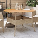 Masă grădină vidaXL, lemn acacia, bej, &Oslash;110x71cm, poliratan