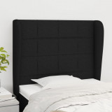 VidaXL Tăblie de pat cu aripioare, negru, 83x23x118/128 cm, textil
