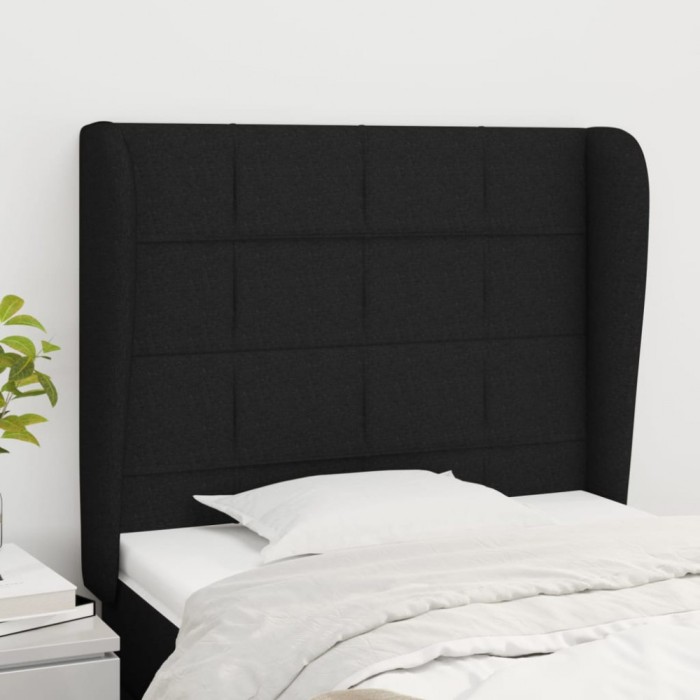 vidaXL Tăblie de pat cu aripioare, negru, 83x23x118/128 cm, textil 3117932
