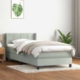 vidaXL Pat box spring cu saltea, gri deschis, 80x210 cm, catifea 3318093