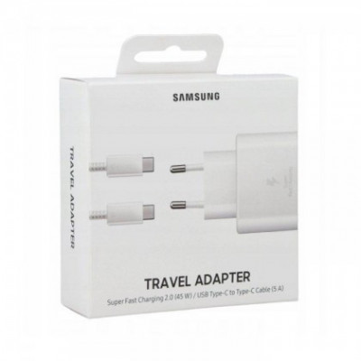 Incarcator Retea USB Samsung EP-TA845XWEGWW 45W cu Cablu de date USB Type-C, Alb Original EU Blister foto