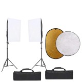Cumpara ieftin Kit studio foto cu set de lumini, fundal si reflector