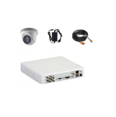Kit sistem supraveghere video 1 camera 2MP interior complet Hikvision IR 20 m cu DVR, meniu romana, Cloud, soft telefon mobil inclus SafetyGuard Surve foto