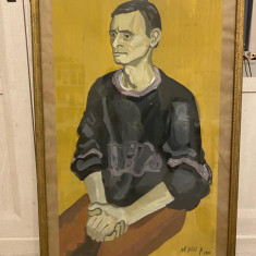 tablou Portret de barbat, semnat P. Neagu, 1960, acrilic pe hartie 97x55 cm