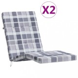 Cumpara ieftin Perne scaun de terasa, 2 buc, gri, carouri, textil Oxford