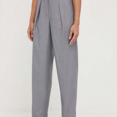 Armani Exchange pantaloni femei, culoarea gri, lat, high waist
