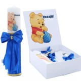 Cumpara ieftin Set Cutie Trusou cu Lumanare, 9 Piese, &quot;Azi m-am crestinat&quot;, Albastru, Winnie The Pooh- TB186