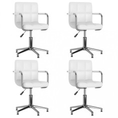 Scaune de masă pivotante, 4 buc., alb, piele ecologică