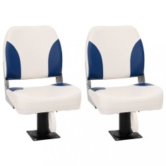 vidaXL Set scaun pliabil pentru barcă, albastru și alb, 41x36x48 cm