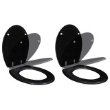 Cumpara ieftin Capace WC cu inchidere silentioasa, 2 buc, negru, MDF