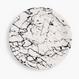 Platou rotund plastic dur 31,5 cm, modle marmura alb negru