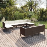 vidaXL Set mobilier de grădină cu perne, 10 piese, maro, poliratan 3094579