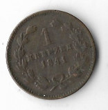 Moneda 1 kreuzer 1841 - Baden, Germania, Europa, Cupru (arama)