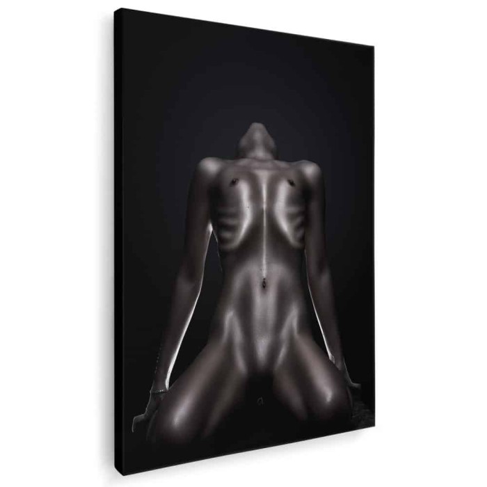 Tablou nud femeie alb negru maro 1235 Tablou canvas pe panza CU RAMA 60x90 cm