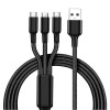 Cablu incarcare rapida 3in1, Nylon, USB/MicroUSB/Lightning/USB-C, 3A, 120 cm, Negru, Oem