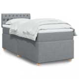 Cumpara ieftin Pat box spring cu saltea, gri deschis, 90x190 cm, textil