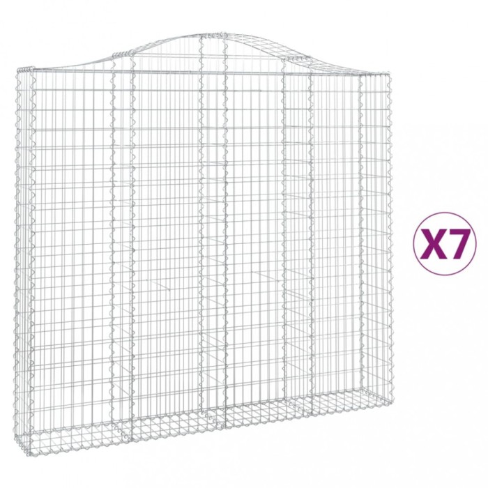 Cosuri gabion arcuite 7 buc, 200x30x180/200cm, fier galvanizat