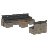 Cumpara ieftin Set mobilier de gradina cu perne, 10 piese, gri, poliratan
