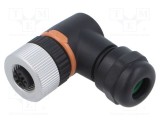 Conector M12 LAPP 3 pini mamă 250V IP67 unghi 90&deg; pe cablu