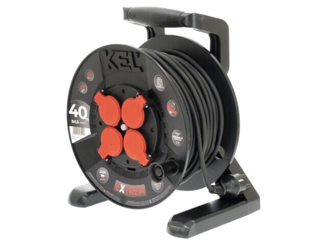 Prelungitor alimentare KEL 3x1,5mm2 40m 4 prize negru IP44