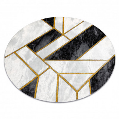 Exclusiv EMERALD covor 1015 cerc - glamour, stilat, marmură, geometric negru / aur, cerc 200 cm foto