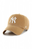 47brand șapcă de baseball din bumbac MLB New York Yankees culoarea bej, cu imprimeu B-NLRGW17GWS-QLA